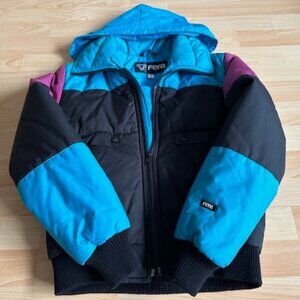 FERA Vintage Winter color lock teal purple black ski jacket- size 8